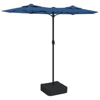 Podwójny parasol ogrodowy z LED, niebieski, 316x145 cm