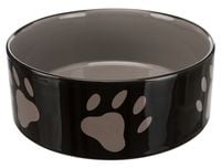 Śliczna ceramiczna miska dla psa 20cm - Trixie czarna w szare łapki 1400ml