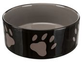 Śliczna ceramiczna miska dla psa 20cm - Trixie czarna w szare łapki 1400ml