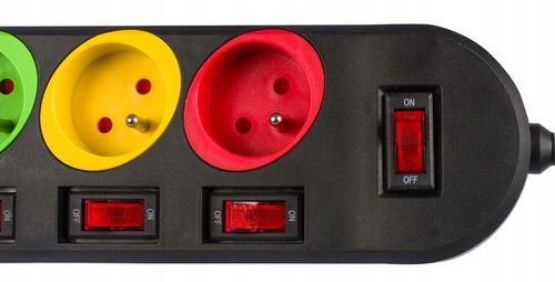 Przedłużacz Listwa Zasilająca Sieciowa 5 Gniazd 230V 3M kolorowy on/of na Arena.pl
