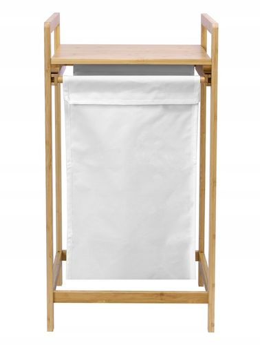 BAMBUSOWY KOSZ NA PRANIE BIELIZNĘ CIUCHY POJEMNIK Z PÓŁKĄ WYSUWANY 40L na Arena.pl