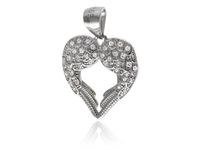 RODOWANY SREBRNY WISIOREK SERCE SKRZYDŁA CYRKONIE