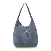 VERA PELLE torebka zamszowa worek na ramię z saszetką V132 jeansowa