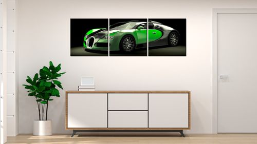 Obraz Płótno 150X50 Zielone Bugatti Veyron na Arena.pl