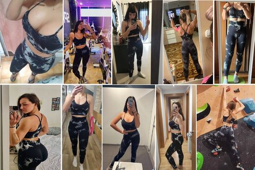 LEGGINSY SPORTOWE CZARNE DAMSKIE PUSH UP KOMPLET Stanik i Leginsy Top GYM L na Arena.pl