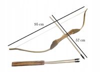 łuk drewniany 95 cm, kołczan + 3 strzały