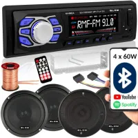 RADIO SAMOCHODOWE 1-DIN BLUETOOTH USB SD AUX MP3 PILOT GŁOŚNIKI 640W ZESTAW