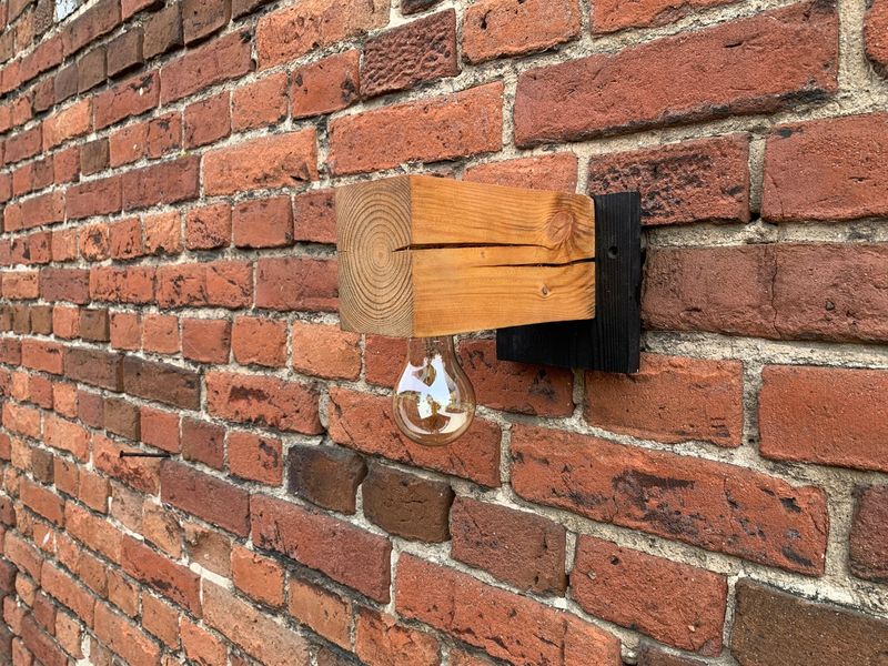 Kinkiet drewniany lampa loft scienna industrialna zdjęcie 3