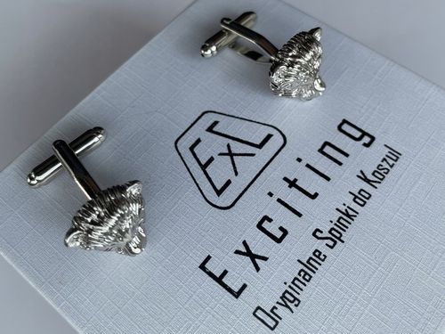 Spinki do mankietów EXC Miś Niedźwiadek Gryzli Głowa Misia w białym Etui na Arena.pl