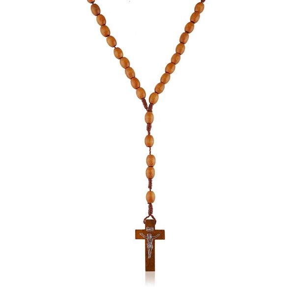 Różaniec drewniany brązowy na sznurku zdjęcie 1