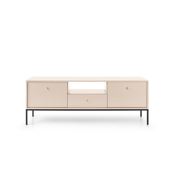 Beżowa szafka RTV Molly z szufladą i szafkami zdjęcie 4