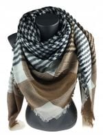 Jordan Collection - miękka i ciepła chusta krata brązowy szary 57 140x140cm