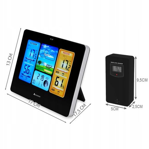 Stacja Pogodowa Pogody Higrometr Bezprzewodowa Termometr Czujnik Zegar Data na Arena.pl