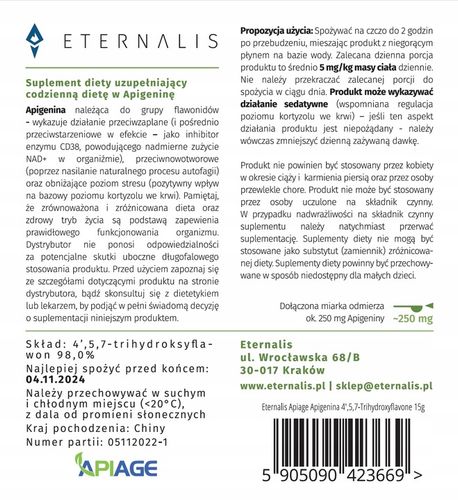 Apigenina Apigenin APIAGE (r) Eternalis z grejpfruta czerwonego 15g proszek na Arena.pl