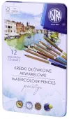 Kredki akwarelowe z drewna cedrowego Prestige zestaw 12 kolorów + pędzelek
