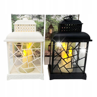 Lampion LED Czarny 29x18 cm Dekoracyjny Plastik Świeca LED Taras Balkon