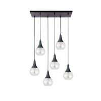 Lampa wisząca 6xE27 LACRIMA CLEAR BLACK