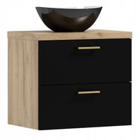 Szafka łazienkowa wisząca LUNA 50 dąb /czarny  z umywalką Eliza C (W5)