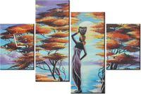 120CM 80CM ZEGAR 4 ELEM AFRYKAŃSKA DZIEWCZYNA KOSZEM OBRAZ ŚCIENNY