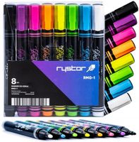 RYSTOR MARKER KREDOWY ZESTAW 8 sztuk PISAK DO SZKŁA OKIEN SWIECĄCE UV