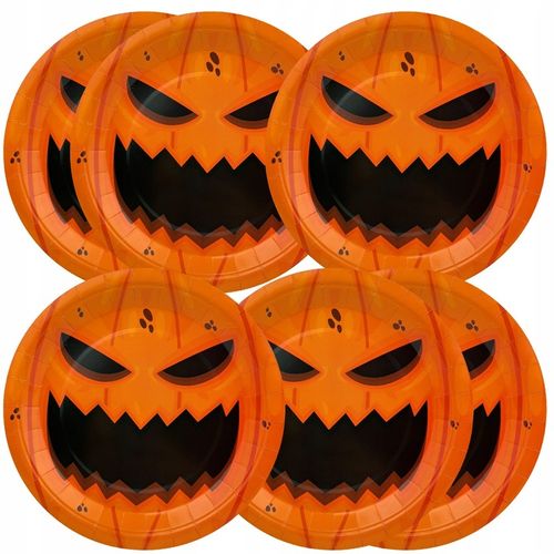 Duży Zestaw Talerzyki kubeczki serwetki słomki Halloween Dynia 40szt na Arena.pl