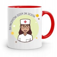 Kubek Czerwony Dla Pielęgniarki Jestem Jak Siostra Z Nadrukiem Ze Zdjęciem
