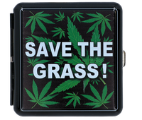 Papierośnica Metalowa ''Save the Grass''  Gentelo 8,5 x 8,5 cm - czarna