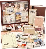 ZESTAW DO SCRAPBOOKINGU NAKLEJKI NOTES DZIENNIKA PLANERA VINTAGE OZDOBNE