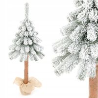 CHOINKA Sztuczna NA NATURALNYM PNIU sztuczny śnieg OŚNIEŻONA 100cm + DONICA