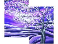 80X70CM KWITNĄCE DRZEWO NOCĄ DUO OBRAZ