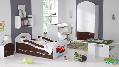 Łóżko dziecięce LEO 140x70 biało-wenge na Arena.pl