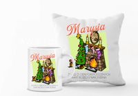 Zestaw PODUSZKA i KUBEK personalizacja PREZENT mikołajkowy z twoim tekstem