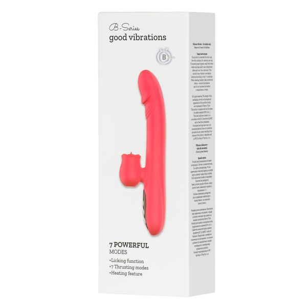 Silicone Vibrator 7 Powerful Modes - Licking, 7 ThrustingHeating, Red zdjęcie 1