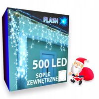 SOPLE LAMPKI CHOINKOWE 500 LED ZEWNĘTRZNE 8-FUNKCYJ BIAŁY KOLOR