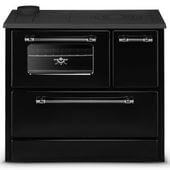 Kuchnia na drewno piec kominek koza CO czarny z płaszczem wodnym 16kW LEWA