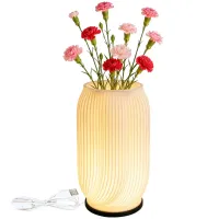 Lampka stołowa z wazonem na kwiaty dekoracyjna 2 w 1 led rgb pilot lampa