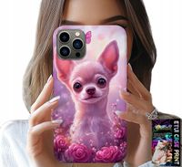 ETUI DO IPHONE 12 PRO MAX - SŁODKA CHIHUAHUA NA RÓŻOWYM TLE KWIATAMI