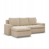 NAROŻNIK FORESTA BEŻOWA KANAPA Rozkładana Funkcja Spania POSO SZTRUKS