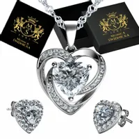 Mennica Świdnicka - Serca Srebrny Komplet Prezent Urodziny Srebro 925