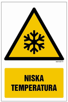 Niska Temperatura  - 150 X 225 - Tabliczka Z Przylepcami  Znak Ostrzegawczy
