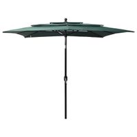 Emaga 3-poziomowy parasol na aluminiowym słupku, zielony, 2,5x2,5 m