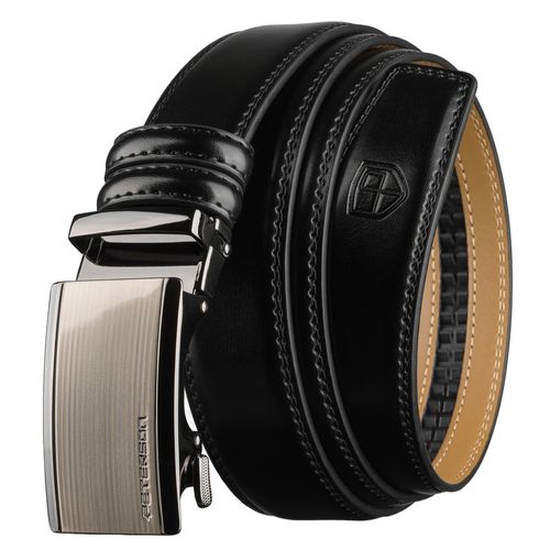 czarny pasek męski z automatyczną klamrą wykonany ze skóry naturalnej na Arena.pl