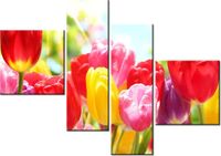 100 70CM OBRAZ 4 ELEM ŻÓŁTY TULIPAN DRUK PŁÓTNO RAMA