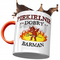 Kubek Pomarańczowy Dla Barmana Piekielnie Dobry Z Nadrukiem Ze Zdjęciem