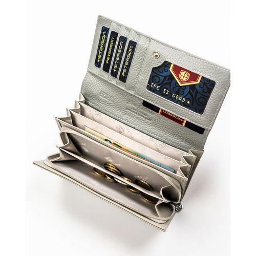 biały, duży portfel damski z systemem rfid zamykany na zatrzask - peterson na Arena.pl