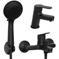 Zestaw baterii łazienkowych umywalkowa wannowo prysznicowa czarny mat loft