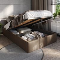 ŁÓŻKO 120x200 TAPICEROWANE Z POJEMNIKIEM + STELAŻ METALOWY PODNOSZONY