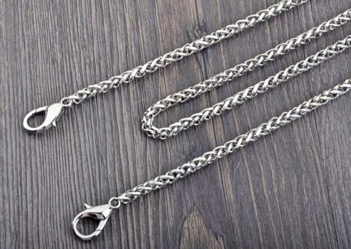 Srebrny Pasek Do Torby Torebki Łańcuch Długi Metal zdjęcie 7