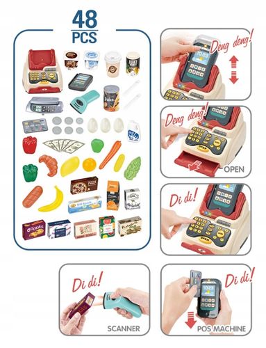 LT184 SUPERMARKET Z TERMINALEM PŁATNICZYM DUŻY SKLEP DLA DZIECI KASA WÓZEK na Arena.pl