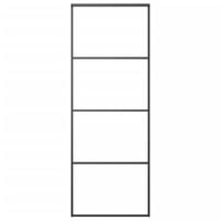 Drzwi przesuwne, aluminium i szkło ESG, 76x205 cm, czarne